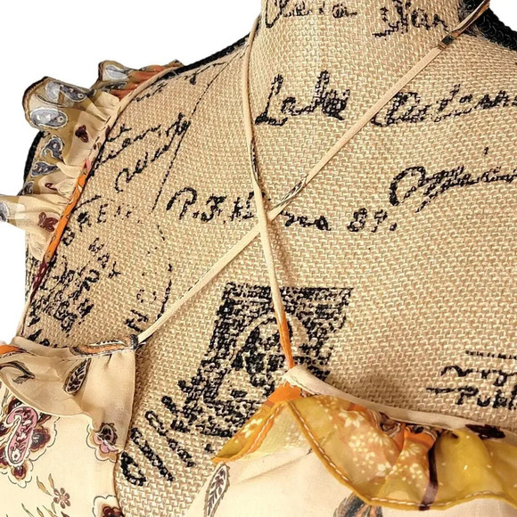 ZARA Womens Regular Patchwork Paisley Ruffle Maxi Dress Boho Orange Size XXS New - Picture 7 of 16